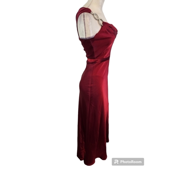 JS Collections Size 4 Red Wine One Shoulder Cocktail Dress - Picture 3 of 8